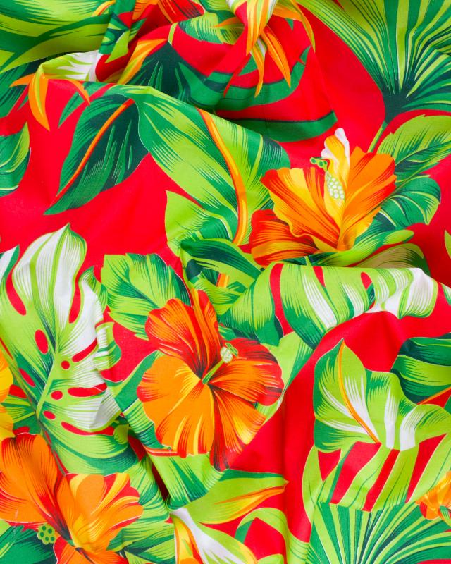 Polynesian fabric HIBISCUS Red - Tissushop